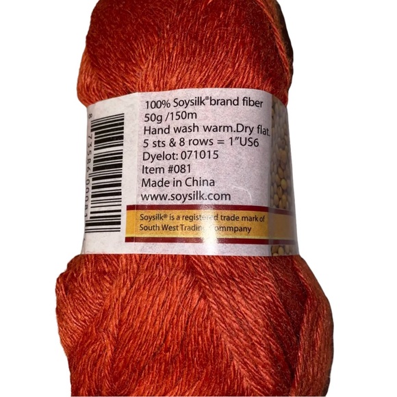 South West Trading Company PURE Soy Silk Worsted Yarn SWTC #081 Orange - Picture 3 of 5